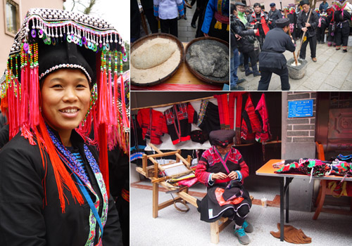 Colorful ethnic activities on Longji Street, Longsheng